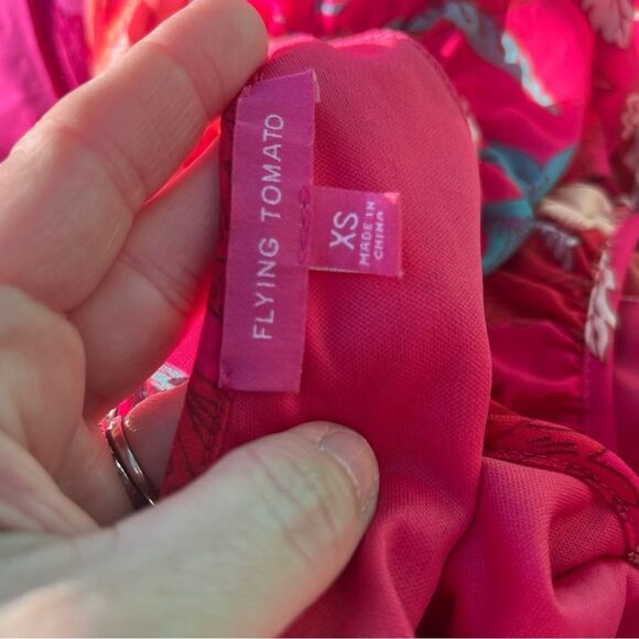 Flying Tomato Red Ruffled Tie Front Maxi Dress size XS boho coastal floral - Picture 5 of 6